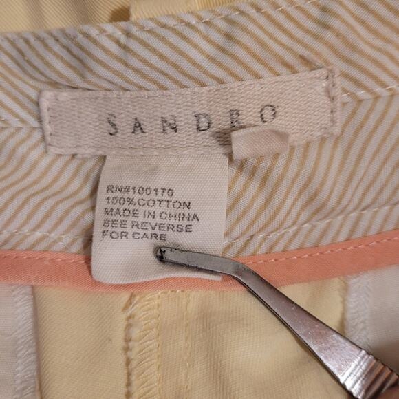 SANDRO Paris Pastel Yellow 100% Cotton Shorts 6 Modest 5" Inseam Coastalcore - Picture 4 of 6